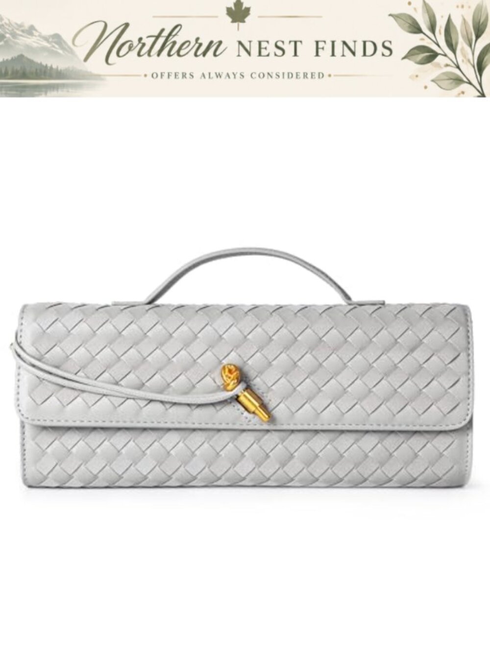 Woven Leather Suede Evening Clutch Crossbody Bag